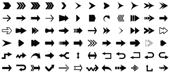 Arrow icon set. Arrow. Cursor. Collection different arrows sign. Black vector arrows icons. Modern simple arrows. Vector illustration