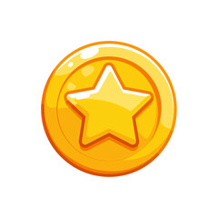 Fototapeta premium Shiny golden coin with a star emblem isolated on transparent background