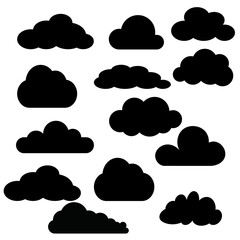Black cloud silhouettes.Cloud silhouette set vector illustration 