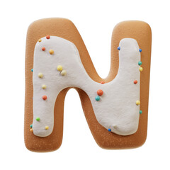3D Font.Biscuit Donut Font Concept. Isometric Alphabet. Numbers And Letters. 3d rendering isolated...
