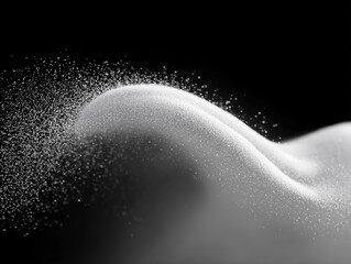 漆塗りと銀箔の工芸品をおもわせる黒の空間に漂う白い砂の波　