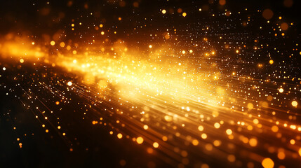 Fototapeta premium yellow glowing arrows Abstract futuristic design featuring and light streaks symbolizing speed, direction, and digital flow on a sleek background. The dynamic composition evokes concepts of technology