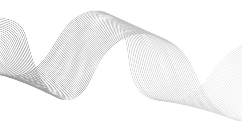Abstract Grey Wavy Lines on Transparent Background &ndash; Minimal Tech Flow Design with Futuristic Data and Geometric Curves for Modern Innovation Templates