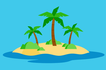 Fototapeta premium Crystal Clear Water Around Tropical Island with Palms