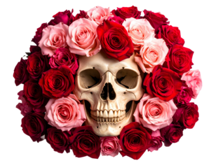 Floral Skull Composition – Dark Romantic Art