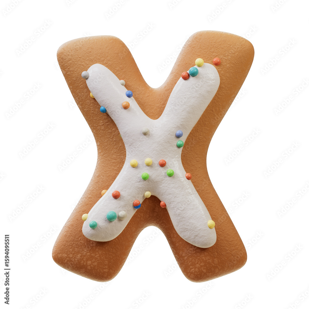 Fototapete 3d font.biscuit donut font concept. isometric alphabet. numbers and letters. 3d rendering isolated o