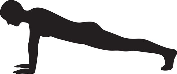 A strong silhouette of a person performing a plank exercise, emphasizing core strength and fitness, ideal for workout guides and healthy lifestyle content