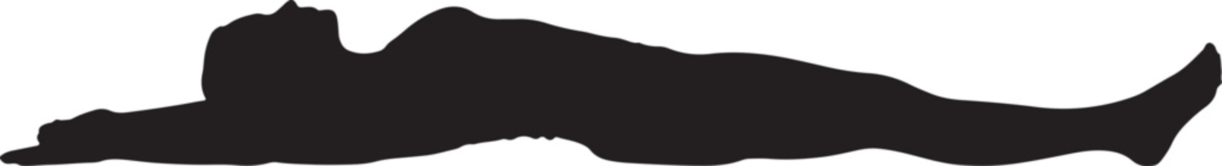 Silhouette of Woman Lying Flat on Stomach in Relaxed Pose, Vector Isolated Shape for Graphic Design Use