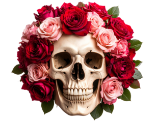 Floral Skull Composition – Dark Romantic Art