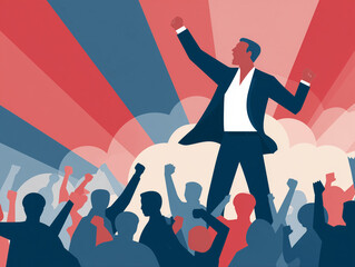 Populist Leader and Supporters Political Illustration