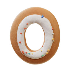 3D Font.Biscuit Donut Font Concept. Isometric Alphabet. Numbers And Letters. 3d rendering isolated...