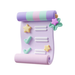 Cute 3d checklist with stars and checkmarks isolated on transparent background
