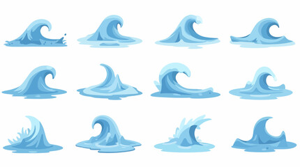 Obraz premium A collection of stylized water splash vector illustrations in PNG format, showcasing dynamic wave forms, perfect for design elements, backgrounds, and adding a splash of aquatic energy to any project.