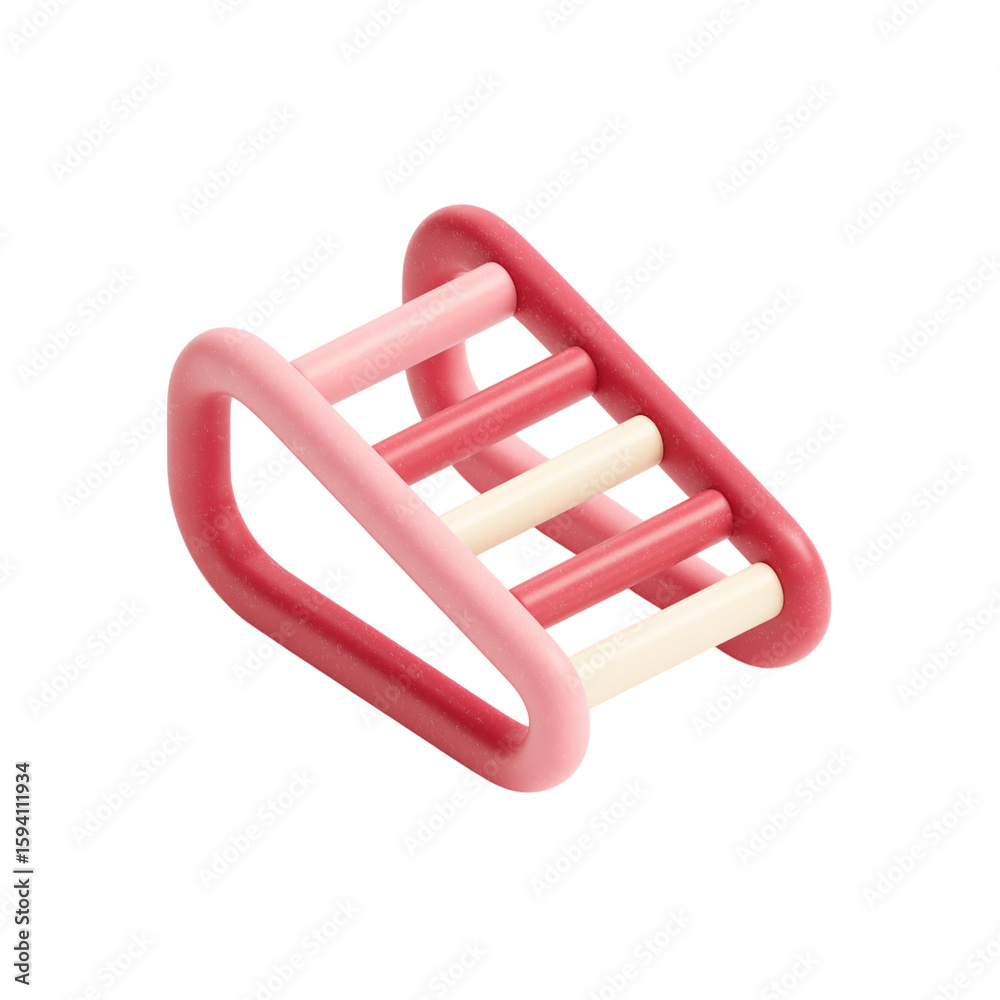 Fototapete 3d rendering of a pink and cream colored playground slide for toddlers isolated on transparent backg