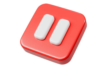 3d Realistic Pause Icon. red round pause buttons for start multimedia with simplicity colorful video concept, audio playback. Minimal Cartoon watch buttons isolated on white background. 3d render.