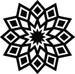 Black and white geometric starburst pattern abstract 1