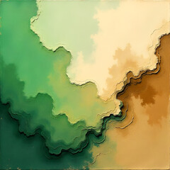 Obraz premium A serene abstract zen background featuring a harmonious blend of earthy colors such as sage green, sandy beige, and mossy brown, all woven together with smooth, organic textures