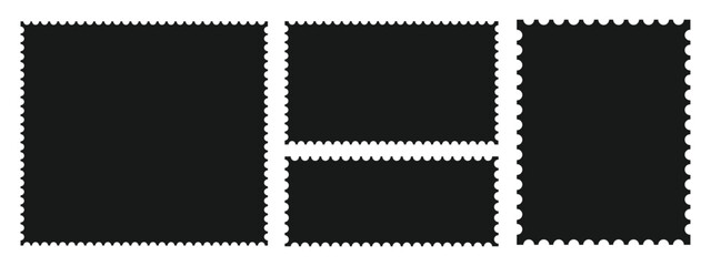 Vintage postage stamp frame with square postage stamp edges. Postage stamp set. Mockup postage stamps. Blank postage stamp template.