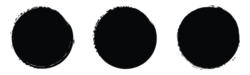 Set of black grunge ink stamp circles. Round vector isolated on white background. Collection for grunge badge, seal, ink and stamp design template.