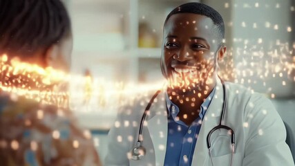 A smiling doctor in a modern office, emphasizing trust and care.