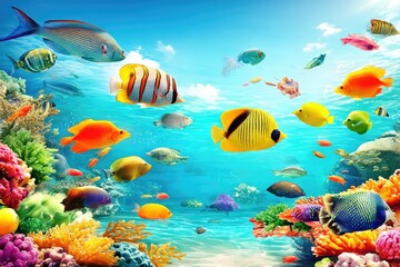 Vibrant coral reef teeming with colorful fish (33)