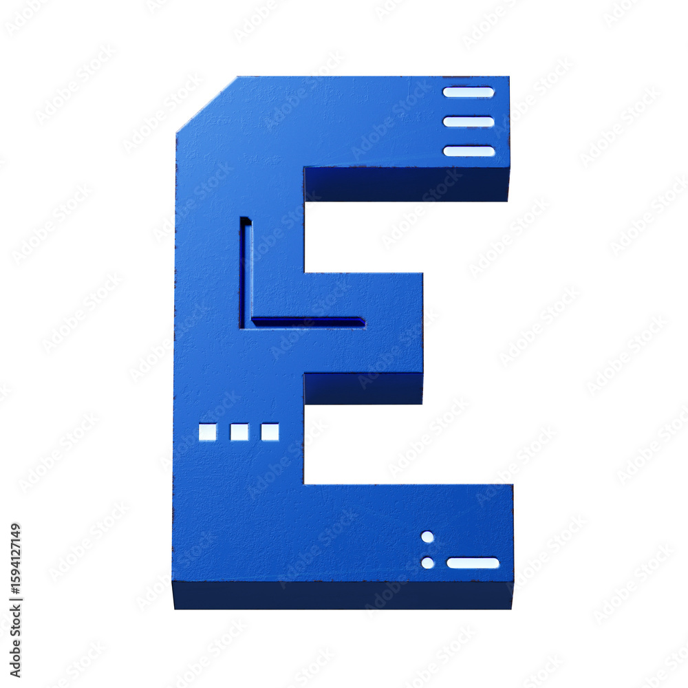 Fototapete futuristic style font concept. numbers and letters. 3d rendering isolated on black background