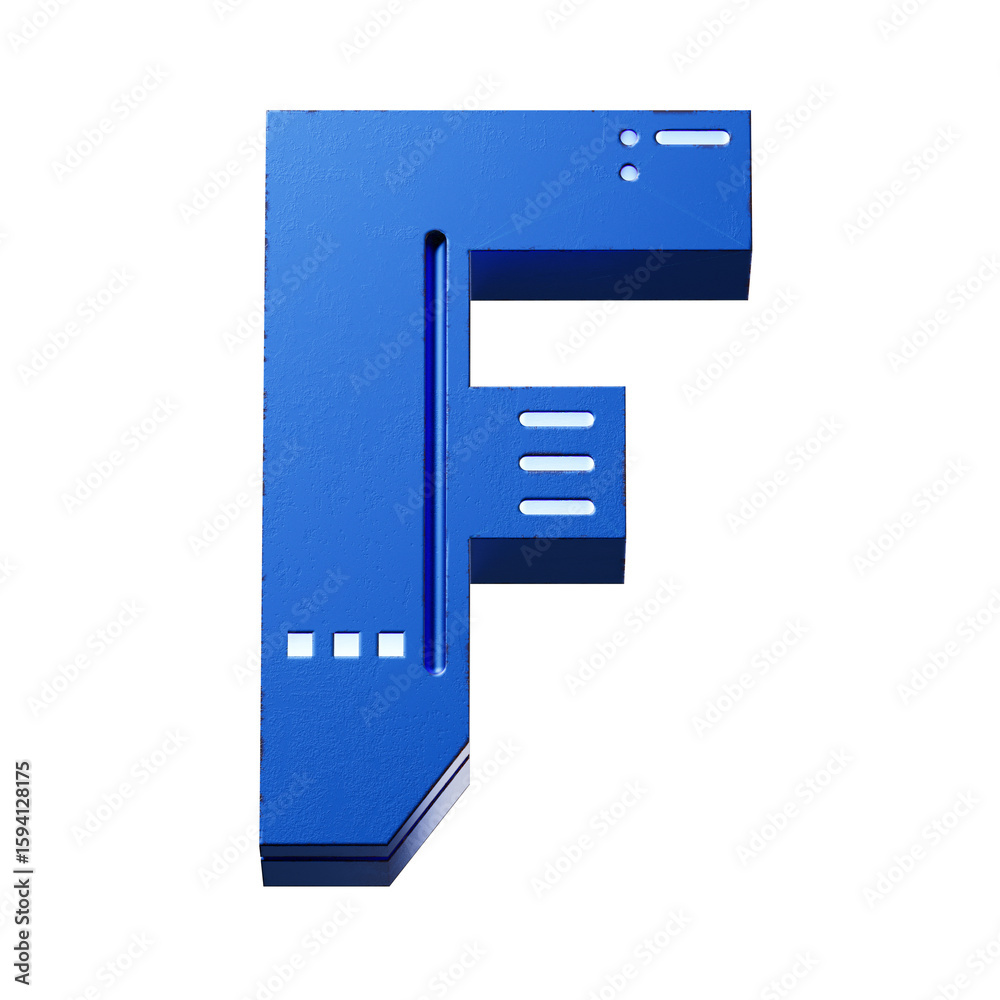 Fototapete futuristic style font concept. Numbers And Letters. 3d rendering isolated on black background