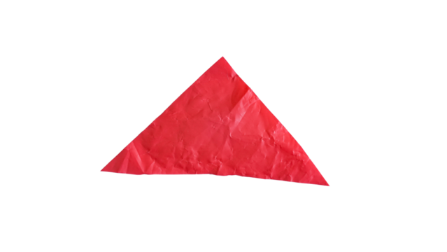 Red plastic in a triangle shape isolated on transparent background