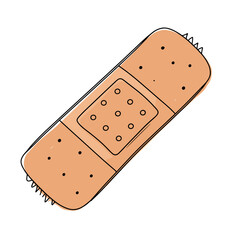 Adhesive bandage with holes and rounded edges on white background  