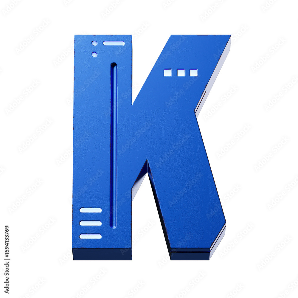 Fototapete futuristic style font concept. Numbers And Letters. 3d rendering isolated on black background