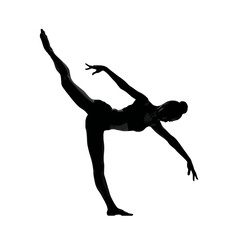Silhouette of a Gymnast Mid-Cartwheel with Extended Limbs

