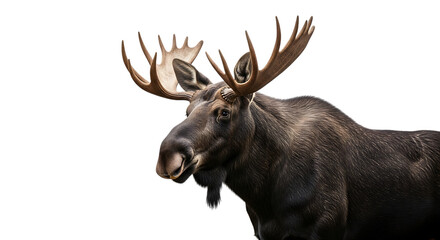 Majestic moose with large antlers isolated on transparent background