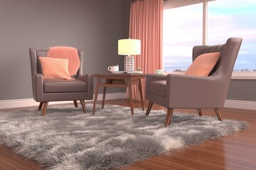 Cozy living room with two armchairs and a small table