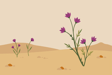Watercolor Desert Wildflowers On Sandy Gradient Background