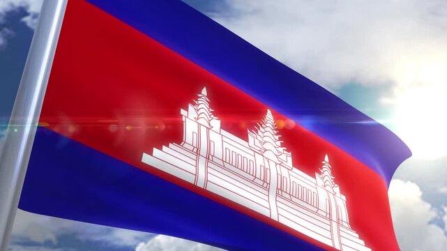 Waving flag of cambodia animation