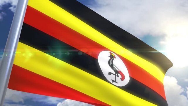 Waving flag of uganda animation