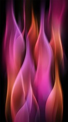 Naklejka premium Abstract smokey flames rising; shades of pink, purple and orange on a black backdrop