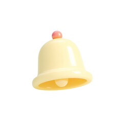 A cute 3d rendered yellow bell with a pink sphere on top isolated on transparent background