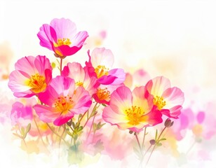 Watercolor Pink Cosmos Flowers