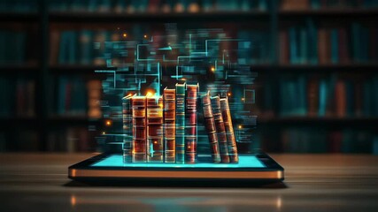A tablet displaying digital books, blending technology and knowledge. - Powered by Adobe