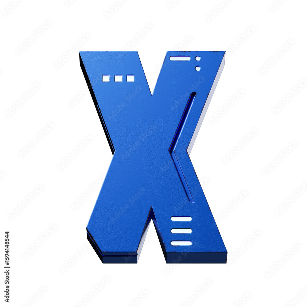 Fototapete futuristic style font concept. Numbers And Letters. 3d rendering isolated on black background