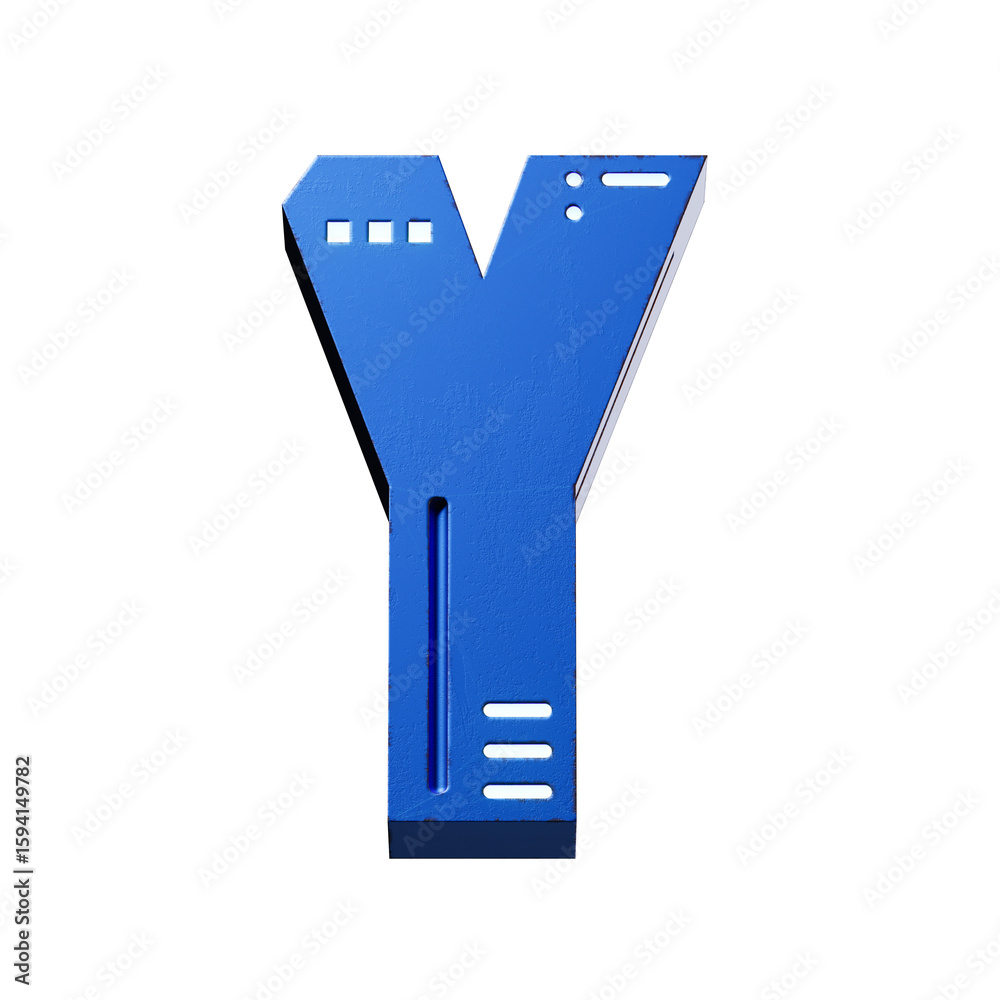 Fototapete futuristic style font concept. Numbers And Letters. 3d rendering isolated on black background
