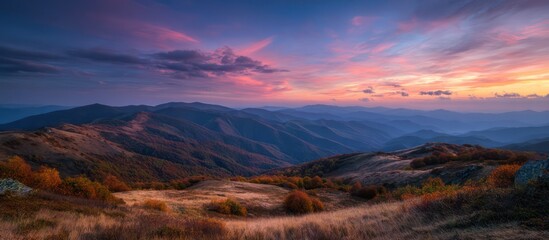 Naklejka premium Panorama of Mountain Autumn Landscape