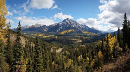 Panorama of Mountain Autumn Landscape

