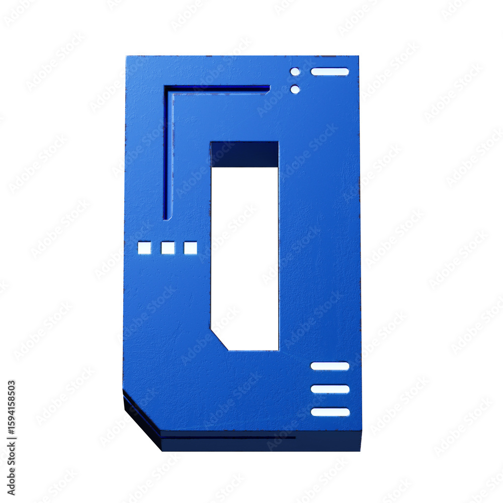 Fototapete futuristic style font concept. Numbers And Letters. 3d rendering isolated on black background