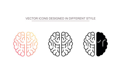 Brain icon design with white background stock illustration