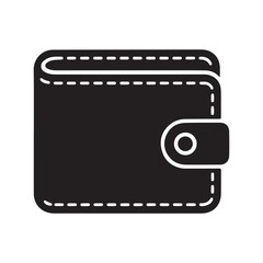 Black leather wallet silhouette isolated on white background