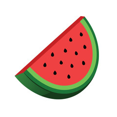 Watermelon Wedge with Red Inside Vector Illustration
