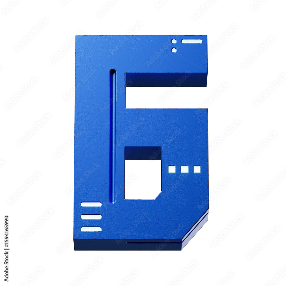 Fototapete futuristic style font concept. Numbers And Letters. 3d rendering isolated on black background