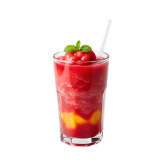 Refreshing Red and Yellow Fruit Smoothie in Glass.